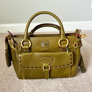 Dooney & Bourke Pebbled Leather Medium Pocket Satchel - Olive Green